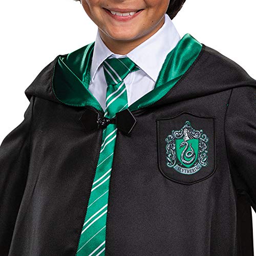 Disguise Harry Potter Slytherin Robe Deluxe Children's Costume Accessory, Black & Green, Kids Size Medium (7-8)