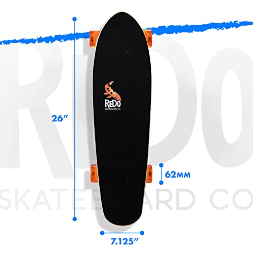 ReDo Skateboard Co. ReDo Skateboard 26" x 7.25" Mini Branson Koi Cruiser Complete Skateboard for Boys Girls Kids Teens