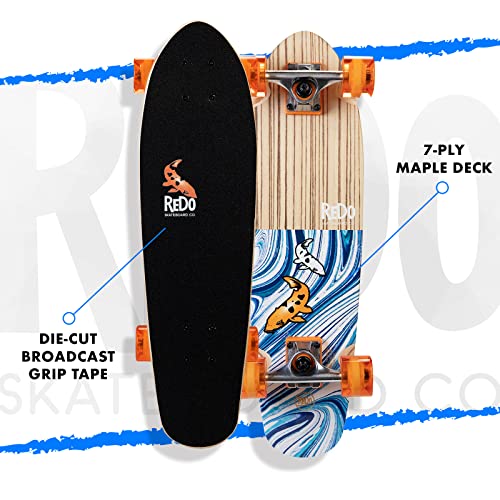 ReDo Skateboard Co. ReDo Skateboard 26" x 7.25" Mini Branson Koi Cruiser Complete Skateboard for Boys Girls Kids Teens