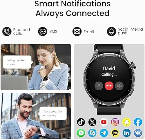 TOZO S5 Smart Watch (Answer/Make Calls), 1.43’’ AMOLED Smart Watches for Men Women 100+ Sport Modes Fitness Watch with Blood Oxygen/Sleep/Heart Rate Monitor, IP68 Waterproof Smartwatch, Silicone Band