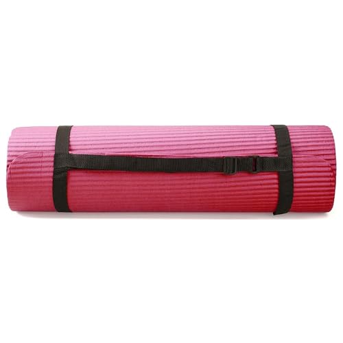 BalanceFrom Fitness 7 Piece Home Gym Yoga Set with 0.5 Inch Thick Yoga Mat, 2 Yoga Blocks, Mat Towel, Hand Towel, Stretch Strap, and Knee Pad, Pink