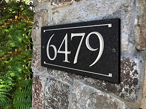 Stone Address Plaque With Engraved Numbers. Address Sign Made from solid, real stone.