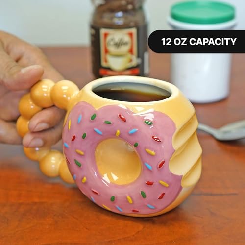 Fairly Odd Novelties DONUT TOUCH MY COFFEE Mug Fairly Odd Novelties-12oz Ceramic Shaped Tea Cocoa, One Size, Brown,FON-10288