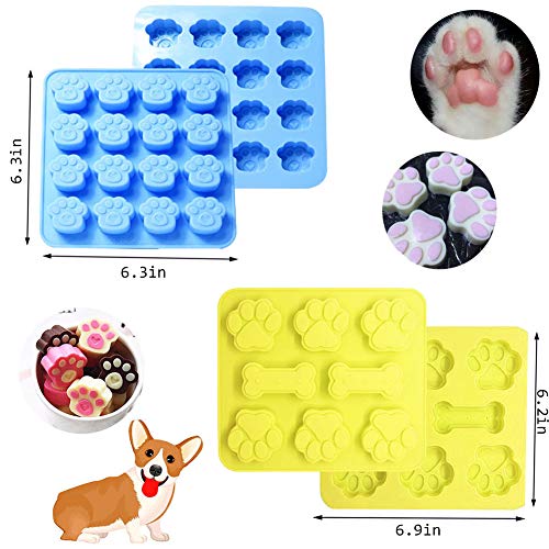 7 Pack Dog Treat Molds, Puppy Dog Paw and Bone Molds, Non-stick Dog Ice Molds Trays, Reusable Baking Molds for Chocolate, Candy, Cupcake, Biscuits- perfect Dog Cookie Molds for Puppy lovers