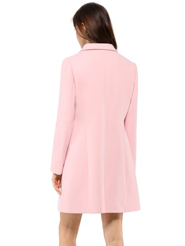 Allegra K Women's 2024 Pea Coat Single Breasted Long Winter Coats for Women Large Pink