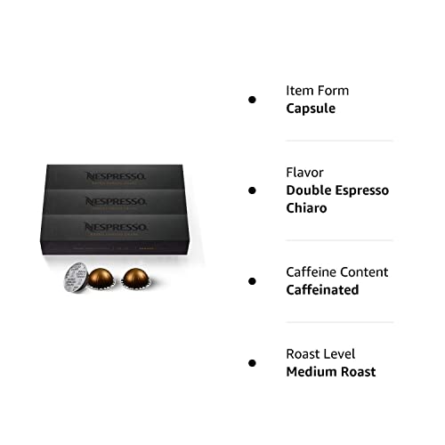 Nespresso Capsules Vertuo, Double Espresso Chiaro, Medium Roast Espresso Coffee, 30-Count Coffee Pods, Brews 2.7oz.