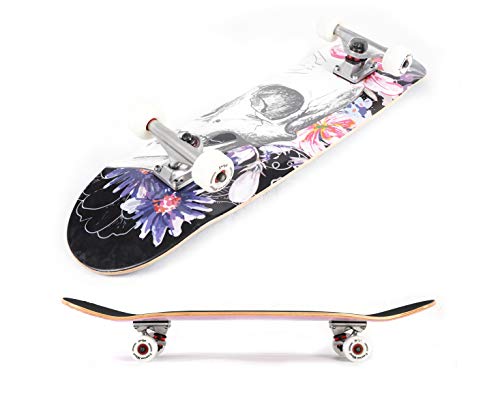 Skateboards for Beginners,31 * 8 inches Complete Skateboards for Kids,Boys,Girls and Adults,7 Layer Maple Wood,Double Kick Deck Concave Standard and Tricks Skateboard