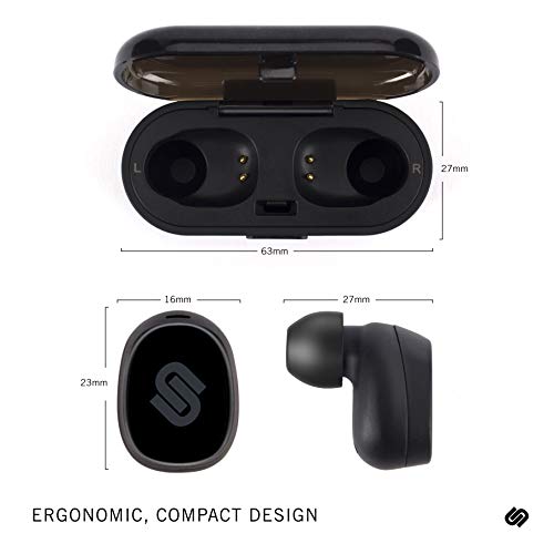 Urbanista Tokyo True Wireless Earbuds 16H Playtime Bluetooth 5.0 with Charging Case, Multi Function Button Earphones Compatible with Android and iOS - Black