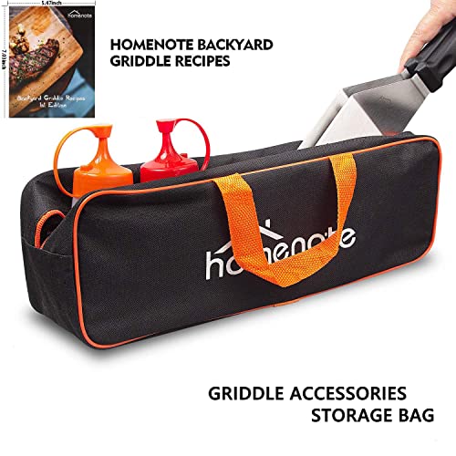 HOMENOTE Griddle Accessories Kit, Exclusive Griddle Tools Spatulas Set for Blackstone - 8 Pcs Commercial Grade Flat Top Grill Accessories - Great for Outdoor BBQ, Teppanyaki and Camping, Black