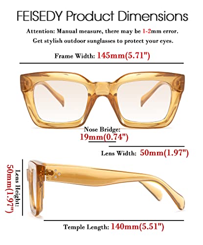 FEISEDY Classic Women Sunglasses Fashion Thick Square Sun Glasses Chunky Frame UV400 B2471