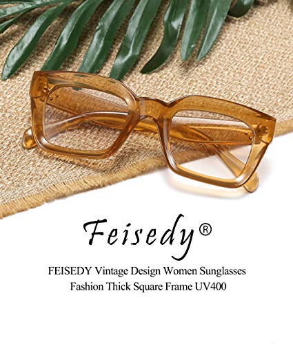 FEISEDY Classic Women Sunglasses Fashion Thick Square Sun Glasses Chunky Frame UV400 B2471