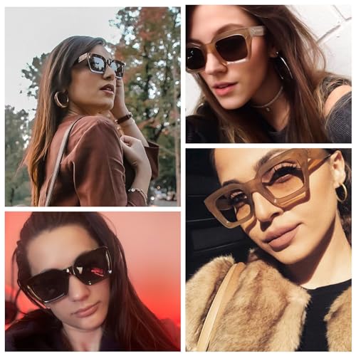 FEISEDY Classic Women Sunglasses Fashion Thick Square Sun Glasses Chunky Frame UV400 B2471