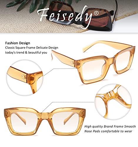 FEISEDY Classic Women Sunglasses Fashion Thick Square Sun Glasses Chunky Frame UV400 B2471