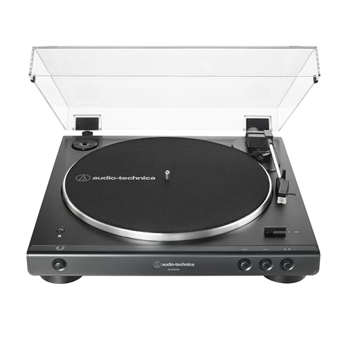 Audio-Technica AT-LP60XBT-BK Fully Automatic Bluetooth Belt-Drive Stereo Turntable, Black, Hi-Fi, 2 Speed, Dust Cover, Anti-Resonance, Die-cast Aluminum Platter