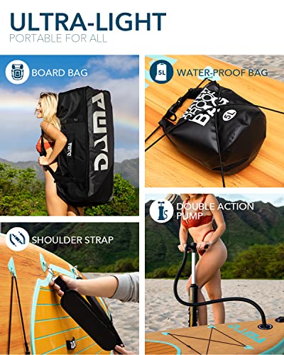 DAMA 9'6"/10'6"/11' Inflatable Stand Up Paddle Board, Yoga Board, Camera Seat, Floating Paddle, Hand Pump, Board Carrier, Waterproof Bag, Drop Stitch, Traveling Board for Surfing