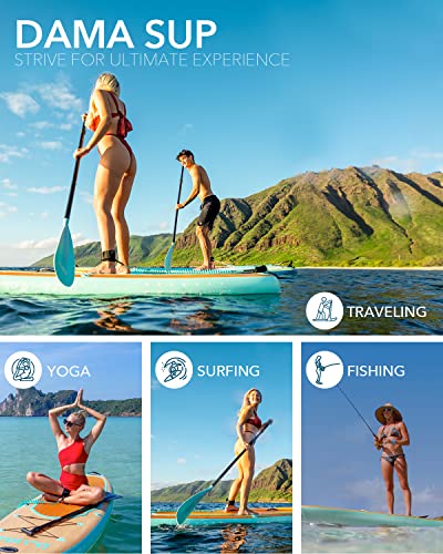 DAMA 9'6"/10'6"/11' Inflatable Stand Up Paddle Board, Yoga Board, Camera Seat, Floating Paddle, Hand Pump, Board Carrier, Waterproof Bag, Drop Stitch, Traveling Board for Surfing