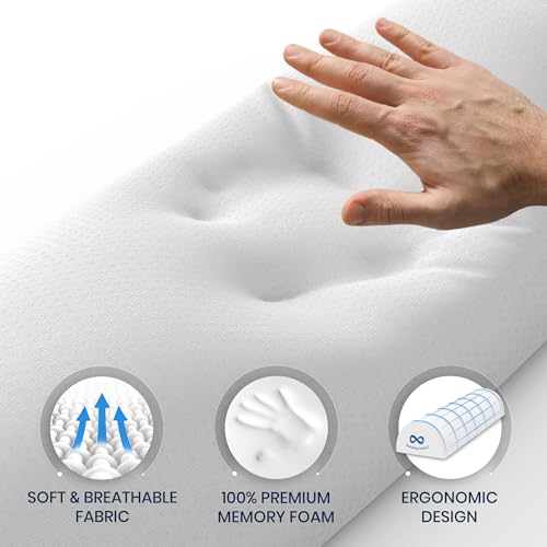 Everlasting Comfort Knee Pillow for Back Sleeping, Comfortable Pure Memory Foam Half Moon Bolster Pillow for Legs - Under Knee Pillow for Sleeping on Back, Leg Pillow for Back Pain