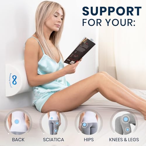 Everlasting Comfort Knee Pillow for Back Sleeping, Comfortable Pure Memory Foam Half Moon Bolster Pillow for Legs - Under Knee Pillow for Sleeping on Back, Leg Pillow for Back Pain