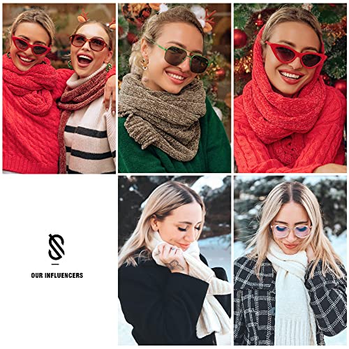 SOJOS Lightweight Ultra Soft Chenille Ribbed Thick Scarf Knit Shawl for Women for Fall Winter Shawl Wrap SC326 with Beige