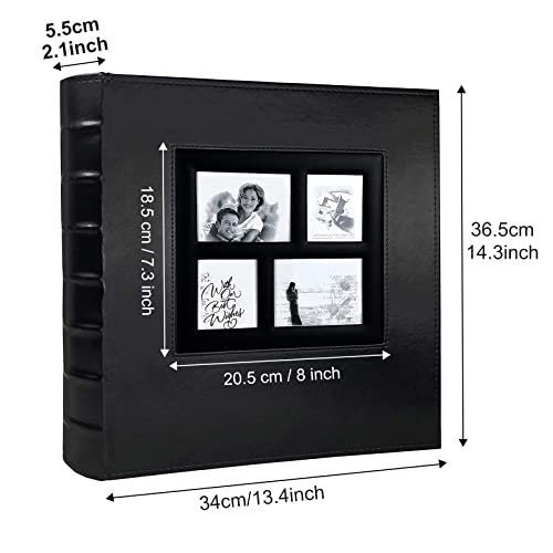 RECUTMS Photo Album 4x6 600 Photos Black Pages Large Capacity Leather Cover Family Photo Albums Holds 600 Horizontal and Vertical Photos (Black)