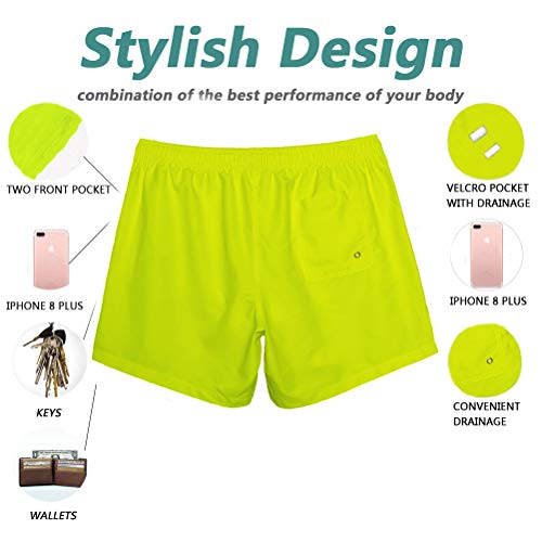 Beach Shorts Swim Trunks Quick Dry Men's Bathing Suit with Mesh Lining/Side Pockets