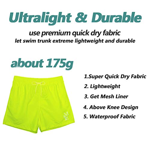 Beach Shorts Swim Trunks Quick Dry Men's Bathing Suit with Mesh Lining/Side Pockets