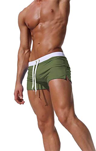 Mens Swimwear Short Swim Trunks with Zipper Pocket