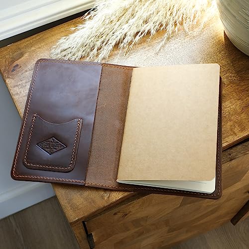 Personalized Genuine Leather Journal, Travel Gift, Refillable Leather Notebook, Handmade Nature Journal, Hike Journal, Cabin Journal