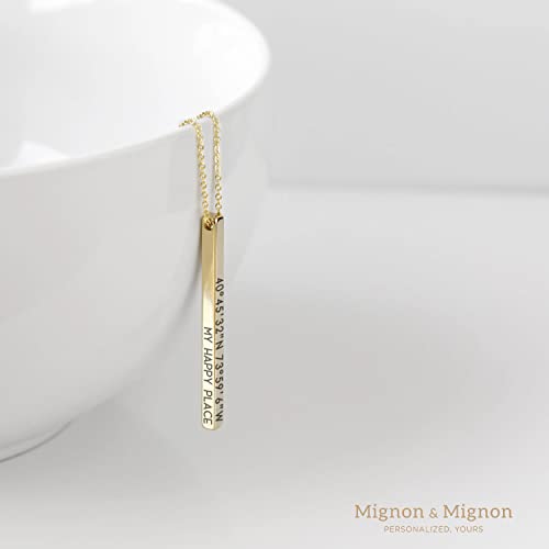 Personalized Coordinates Necklaces for Women Mothers Day Gifts for Her Custom Engraved Bar Jewelry with Kids Names - 4SBN