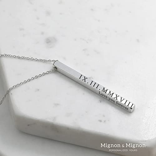 Personalized Coordinates Necklaces for Women Mothers Day Gifts for Her Custom Engraved Bar Jewelry with Kids Names - 4SBN