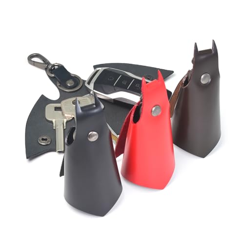 CAILLU KeyChain Leather Bat for men and women Car key fob case,Leather pop keys ring cover holder,intended for bmw man key chain