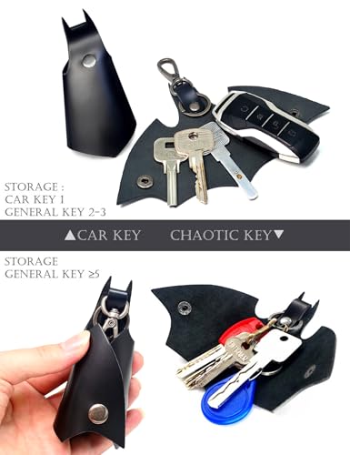 CAILLU KeyChain Leather Bat for men and women Car key fob case,Leather pop keys ring cover holder,intended for bmw man key chain