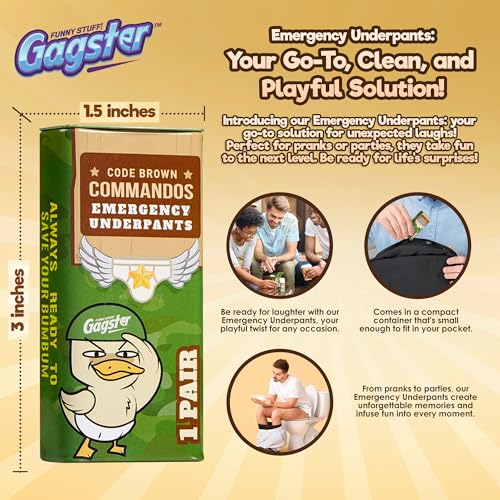 Gagster Emergency Underpants in A Can - 3 Pairs Instant Disposable Travel Funny Underwear in Compact Container, White Elephant Adult Joke Gag Gift, Exchange Gift, Secret Santa, Birthday Gifts for Men