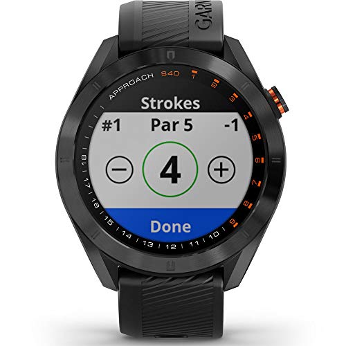 Garmin Approach S40, Stylish GPS Golf Smartwatch, Lightweight with Touchscreen Display, Black