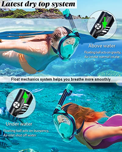 W WSTOO Full Face Snorkel Mask,Snorkeling Gear for Adults to Breathe Through Mouth or Nose,180 Degree Panoramic View,Anti-Fog Anti-Leak with Camera Mount,Best Gift for Summer Holiday Travelers