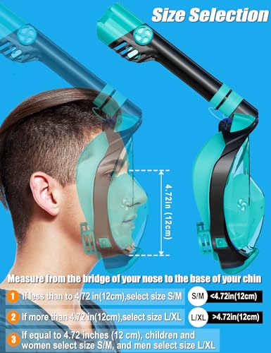 W WSTOO Full Face Snorkel Mask,Snorkeling Gear for Adults to Breathe Through Mouth or Nose,180 Degree Panoramic View,Anti-Fog Anti-Leak with Camera Mount,Best Gift for Summer Holiday Travelers