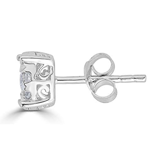 1/4Ct Women Round Diamond Stud Earrings Set In Sterling Silver