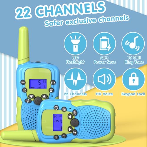 Selieve Toys for 3-12 Year Old Boys Girls, Easter Basket Stuffers, Walkie Talkies for Kids 22 Channels 2 Way Radio Toy with Backlit LCD Flashlight, 3 Miles Range for Outside, Camping, Hiking