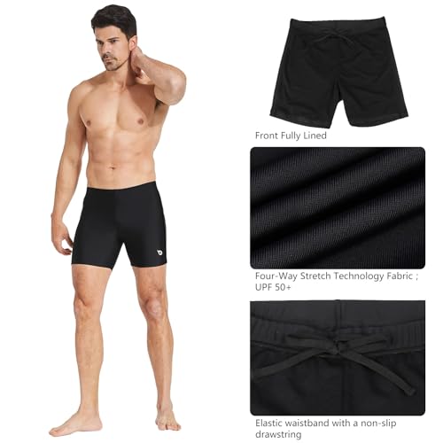 BALEAF Men's Athletic Swim Jammers Quick Dry Compression Square Leg Swim Brief Swimsuit