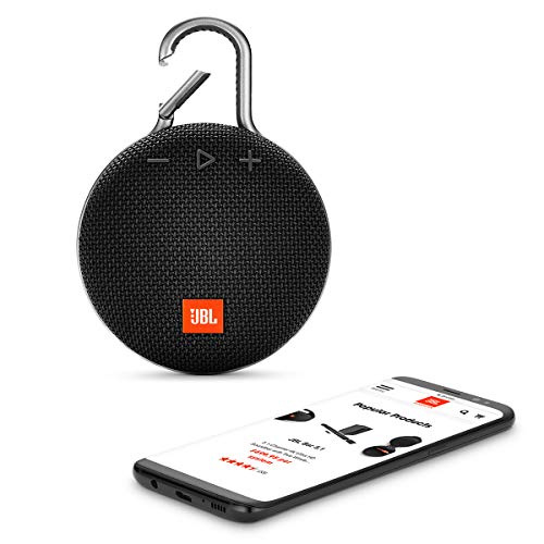 JBL Clip 3, Black - Waterproof, Durable & Portable Bluetooth Speaker - Up to 10 Hours of Play - Includes Noise-Cancelling Speakerphone & Wireless Streaming