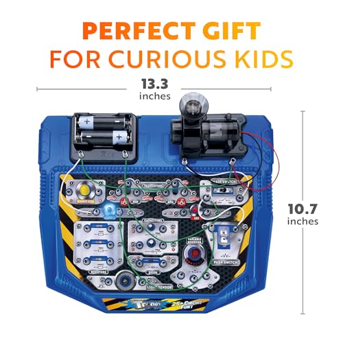 Playz Electrical Circuit Board Engineering Kit for Kids with 25+ STEM Projects Teaching Electricity, Voltage, Currents, Resistance, & Magnetic Science | Gift for Children Age 8, 9, 10, 11, 12, 13+