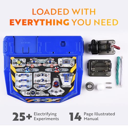 Playz Electrical Circuit Board Engineering Kit for Kids with 25+ STEM Projects Teaching Electricity, Voltage, Currents, Resistance, & Magnetic Science | Gift for Children Age 8, 9, 10, 11, 12, 13+