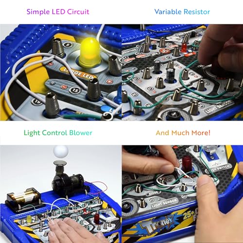 Playz Electrical Circuit Board Engineering Kit for Kids with 25+ STEM Projects Teaching Electricity, Voltage, Currents, Resistance, & Magnetic Science | Gift for Children Age 8, 9, 10, 11, 12, 13+