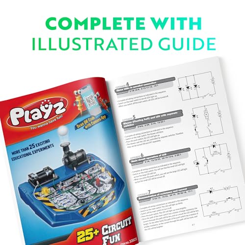 Playz Electrical Circuit Board Engineering Kit for Kids with 25+ STEM Projects Teaching Electricity, Voltage, Currents, Resistance, & Magnetic Science | Gift for Children Age 8, 9, 10, 11, 12, 13+