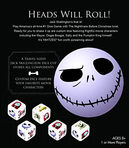 Disney Yahtzee The Nightmare Before Christmas Dice Game | Collectible Jack Skellington Toy | Family Dice Game & Travel Games