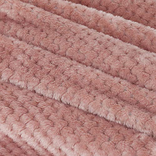 Exclusivo Mezcla Fleece Throw Blanket Extra Large, Super Soft and Warm Blankets for Couch, Sofa and Bed Waffle Textured, Cozy, Fuzzy and Lightweight (Dusty Pink, 50x70 Inches)