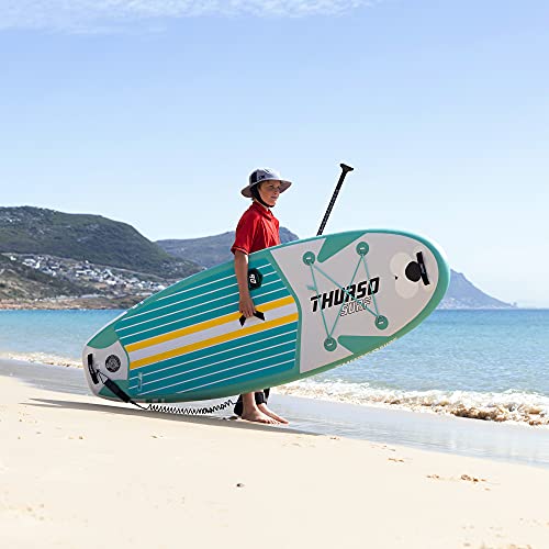 THURSO SURF Prodigy Junior Kids Inflatable SUP Stand Up Paddle Board 7'6 x 30'' x 4'' Two Layer Includes Adjustable Carbon Shaft Paddle/3 Fins/Leash/Duffle Bag/NO Pump Included