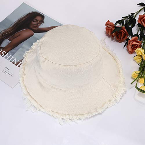 boderier Sun Hats for Women Summer Casual Wide Brim Cotton Bucket Hat Beach Vacation Travel Accessories