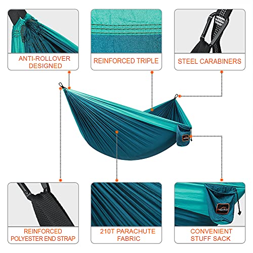 Camping Hammock, Super Lightweight Portable Parachute Hammock with Two Tree Straps Single or Double Nylon Travel Tree Hammocks for Camping Backpacking Hiking