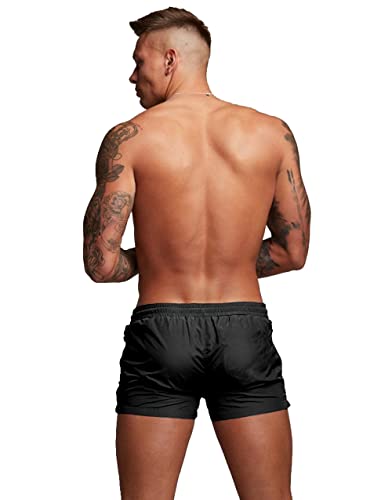 Mens Swimwear Sports Shorts Swim Trunks with Zipper Pockets